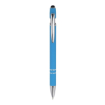 Kugelschreiber aus Recycling-Aluminium, robuster Clip, blaue Tinte farbe hellblau zweite Ansicht
