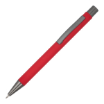 Recycelter Alu-Kugelschreiber mit Soft-Touch und blauer Tinte farbe rot