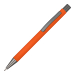 Recycelter Alu-Kugelschreiber mit Soft-Touch und blauer Tinte farbe orange