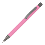 Recycelter Alu-Kugelschreiber mit Soft-Touch und blauer Tinte farbe rosa