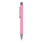 Recycelter Alu-Kugelschreiber mit Soft-Touch und blauer Tinte farbe rosa dritte Ansicht