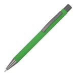Recycelter Alu-Kugelschreiber mit Soft-Touch und blauer Tinte farbe lindgrün