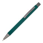 Recycelter Alu-Kugelschreiber mit Soft-Touch und blauer Tinte farbe dunkelgrün