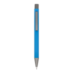 Recycelter Alu-Kugelschreiber mit Soft-Touch und blauer Tinte farbe hellblau zweite Ansicht