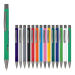Recycelter Alu-Kugelschreiber mit Soft-Touch und blauer Tinte
