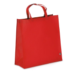 RPET-Tragetasche mit Bodenfalte und kurzen Griffen 75 g/m² farbe rot