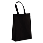 RPET-Transporttasche mit Bodenfalte, mittellange Henkeln 105g/m² farbe schwarz