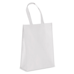 RPET-Transporttasche mit Bodenfalte, mittellange Henkeln 105g/m² farbe weiß
