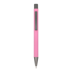 Alu-Kugelschreiber mit Soft-Touch, schlankem Gehäuse, schwarze Tinte farbe rosa zweite Ansicht