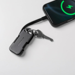 Mini-Powerbank-Schlüsselanhänger aus Recycling-Kunststoff 1000 mAh farbe schwarz sechste Ansicht