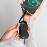 Mini-Powerbank-Schlüsselanhänger aus Recycling-Kunststoff 1000 mAh farbe schwarz siebte Ansicht