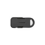 Mini-Powerbank-Schlüsselanhänger aus Recycling-Kunststoff 1000 mAh farbe schwarz Ansicht von vorne