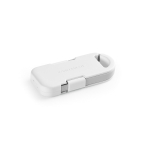Mini-Powerbank-Schlüsselanhänger aus Recycling-Kunststoff 1000 mAh farbe weiß zweite Ansicht