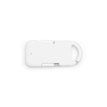Mini-Powerbank-Schlüsselanhänger aus Recycling-Kunststoff 1000 mAh farbe weiß Ansicht von hinten