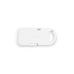 Mini-Powerbank-Schlüsselanhänger aus Recycling-Kunststoff 1000 mAh farbe weiß Ansicht von vorne