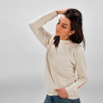 Damen-Sweatshirt aus Bio-Baumwolle Rundhals 300 g/m² Waikiki farbe beige vierte Ansicht der Umgebung