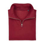 Unisex-Sweatshirt aus Bio-Baumwolle mit 1/4-Reißverschluss 340g/m² farbe bordeaux zweite Ansicht von vorne