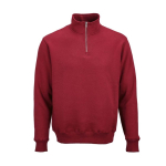 Unisex-Sweatshirt aus Bio-Baumwolle mit 1/4-Reißverschluss 340g/m² farbe bordeaux Ansicht von vorne