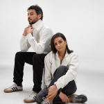 Unisex-Sweatshirt aus Bio-Baumwolle mit 1/4-Reißverschluss 340g/m² farbe weiß Ansicht der Umgebung
