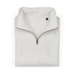 Unisex-Sweatshirt aus Bio-Baumwolle mit 1/4-Reißverschluss 340g/m² farbe weiß zweite Ansicht von vorne