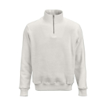 Unisex-Sweatshirt aus Bio-Baumwolle mit 1/4-Reißverschluss 340g/m² farbe weiß Ansicht von vorne