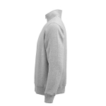 Unisex-Sweatshirt aus Bio-Baumwolle mit 1/4-Reißverschluss 340g/m² farbe grau mamoriert dritte Ansicht