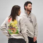 Unisex-Sweatshirt aus Bio-Baumwolle mit 1/4-Reißverschluss 340g/m² farbe grau mamoriert Ansicht der Umgebung