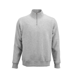 Unisex-Sweatshirt aus Bio-Baumwolle mit 1/4-Reißverschluss 340g/m² farbe grau mamoriert Ansicht von vorne