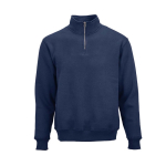 Unisex-Sweatshirt aus Bio-Baumwolle mit 1/4-Reißverschluss 340g/m² farbe marineblau Ansicht von vorne