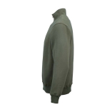 Unisex-Sweatshirt aus Bio-Baumwolle mit 1/4-Reißverschluss 340g/m² farbe militärgrün dritte Ansicht