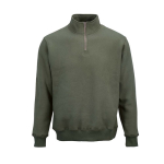 Unisex-Sweatshirt aus Bio-Baumwolle mit 1/4-Reißverschluss 340g/m² farbe militärgrün Ansicht von vorne