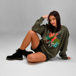 Unisex-Sweatshirt aus Bio-Baumwolle, Rundhals 340 g/m² Nazaré farbe militärgrün zweite Ansicht der Umgebung