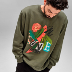 Unisex-Sweatshirt aus Bio-Baumwolle, Rundhals 340 g/m² Nazaré farbe militärgrün