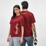 Unisex-T-Shirt aus Bio-Baumwolle in Rippstrick 180 g/m² Maya farbe bordeaux zweite Ansicht der Umgebung