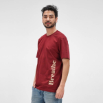 Unisex-T-Shirt aus Bio-Baumwolle in Rippstrick 180 g/m² Maya farbe bordeaux dritte Ansicht der Umgebung