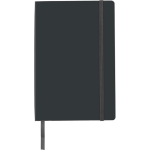 A5-Notizbuch aus Recycling-PU, Gummiband, linierte Seiten farbe schwarz erste Ansicht