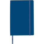 A5-Notizbuch aus Recycling-PU, Gummiband, linierte Seiten farbe blau erste Ansicht