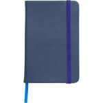 A5-Notizbuch aus Recycling-PU mit Elastikverschluss, liniert farbe blau erste Ansicht