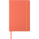 A5-Notizbuch aus Recycling-PU mit Elastikverschluss, liniert farbe orange erste Ansicht