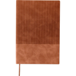 A5-Notizbuch aus Recycling-PU, Hardcover und Cordoptik, liniert farbe braun erste Ansicht