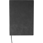 A5-Notizbuch aus Recycling-PU, Hardcover und Cordoptik, liniert farbe schwarz erste Ansicht