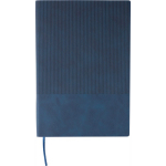 A5-Notizbuch aus Recycling-PU, Hardcover und Cordoptik, liniert farbe blau erste Ansicht