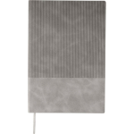 A5-Notizbuch aus Recycling-PU, Hardcover und Cordoptik, liniert farbe grau erste Ansicht