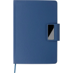 A5-Set: Notizbuch aus Kunstleder mit Kuli, liniertem Papier farbe blau erste Ansicht