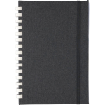 A5-Notizbuch aus Recycling-Kunststoff, Gummiband, liniert farbe schwarz erste Ansicht