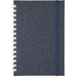 A5-Notizbuch aus Recycling-Kunststoff, Gummiband, liniert farbe blau erste Ansicht