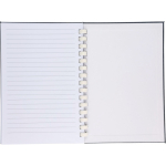 A5-Notizbuch aus Recycling-Kunststoff, Gummiband, liniert dritte Ansicht