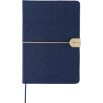 A5-Notizbuch aus Recycling-Filz mit Kunstlederverschluss farbe blau erste Ansicht