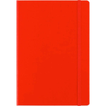 A5-Notizbuch aus Karton mit Gummibandverschluss und liniertem Papier farbe rot erste Ansicht
