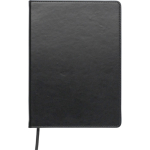 A5-Notizbuch aus recyceltem Kunstleder mit Lesezeichen, liniert farbe schwarz erste Ansicht